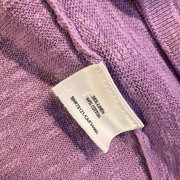 Eileen Fisher Cardigan Women’s XS Linen Cotton Open Front Short Sleeves Purple - Picture 7 of 8